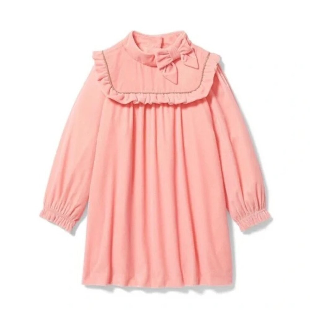 Janie and Jack Peach Velvet Bow Dress, Size 6